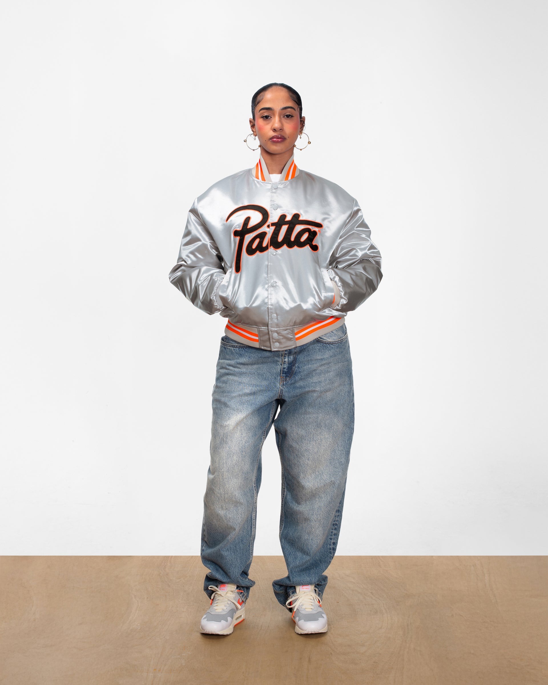 Patta Classic Satin Bomber Jacket (Lunar Rock)