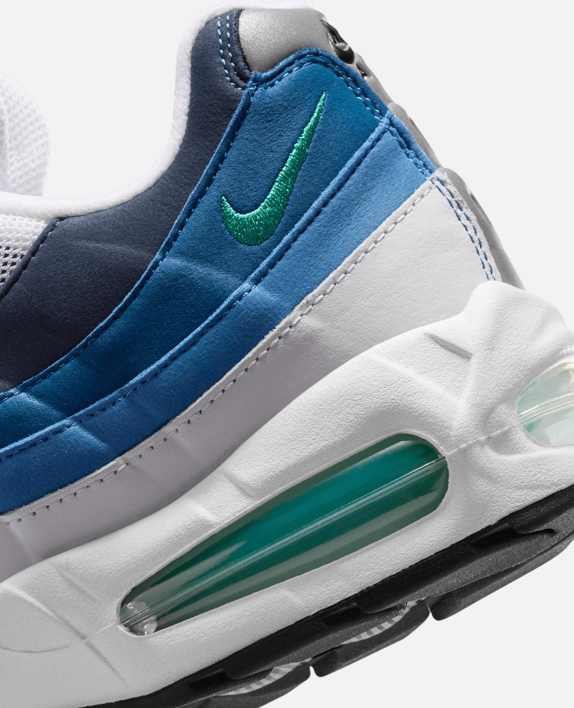 Nike Air Max 95 Big Bubble (White/Emerald Green-Lake Blue-French Blue-Obsidian-Black)