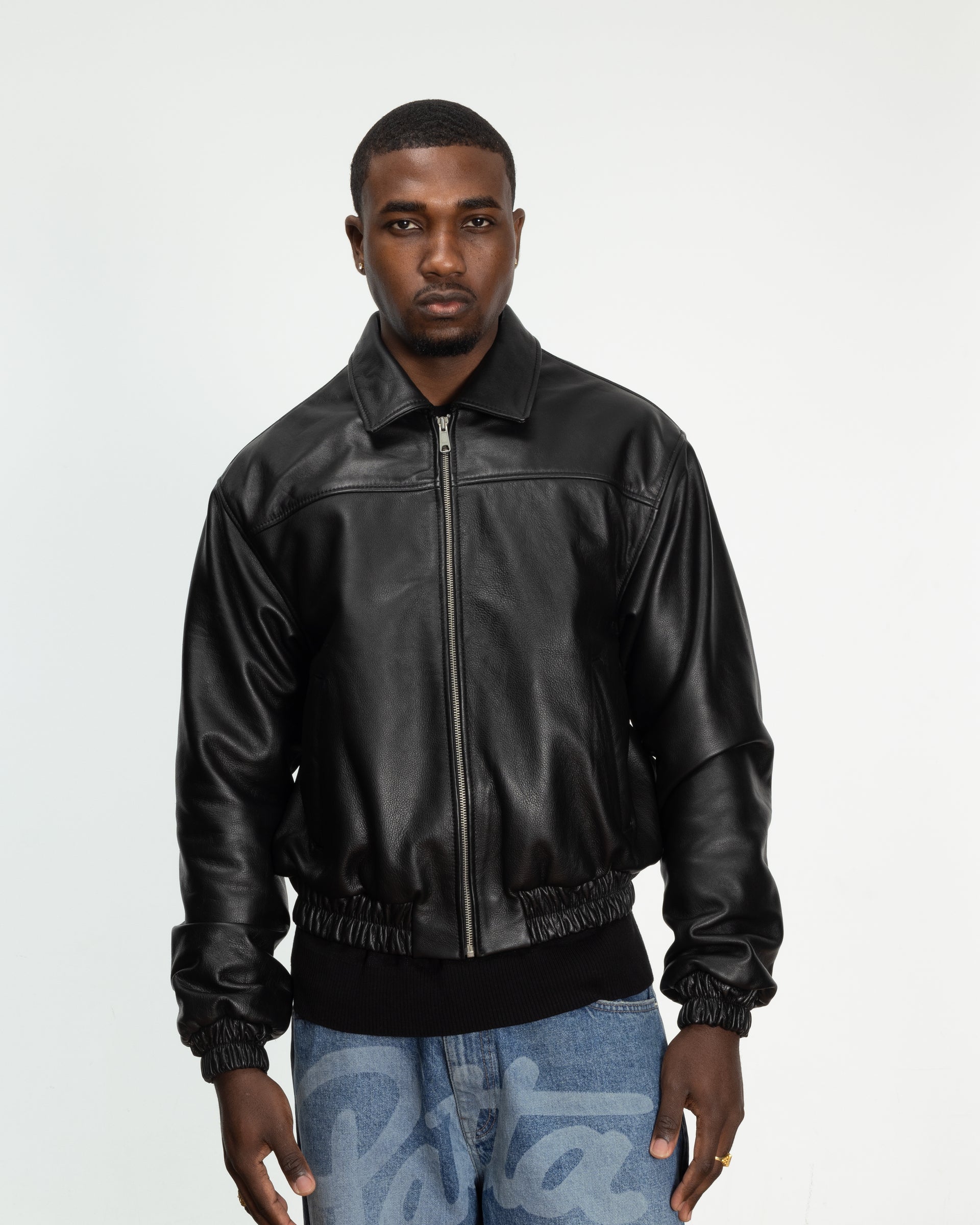 Patta Leather Bomber Jacket (Black)