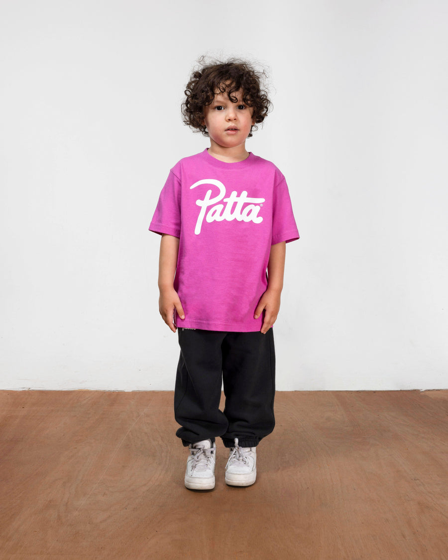 Patta Script Logo Kids T-Shirt (Fuchsia)