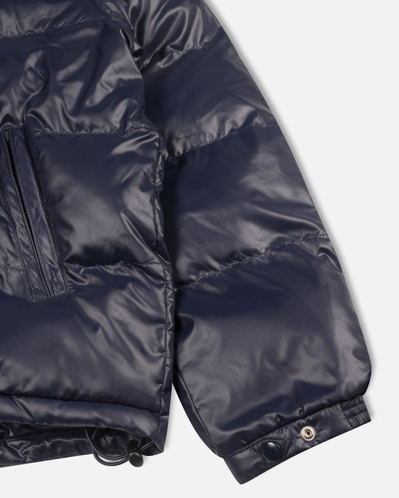 Patta Quilted Script Logo Puffer Jacket (Navy)