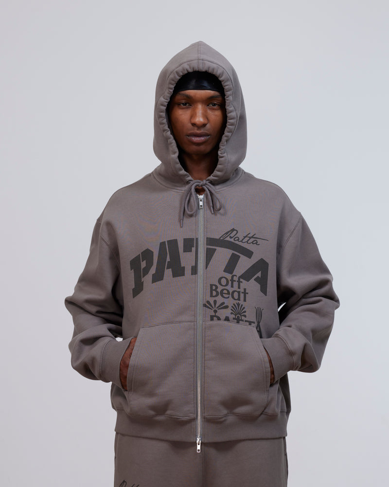 Patta Off Beat Zip Up Hooded Sweater (Brushed Nickel)