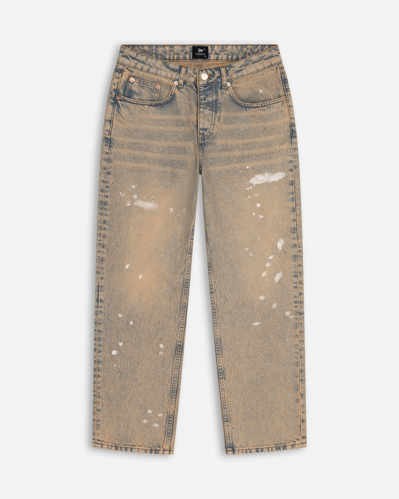 Patta Dirty Splatter Straight Leg Denim Pants (Sandwashed Light Blue Denim)