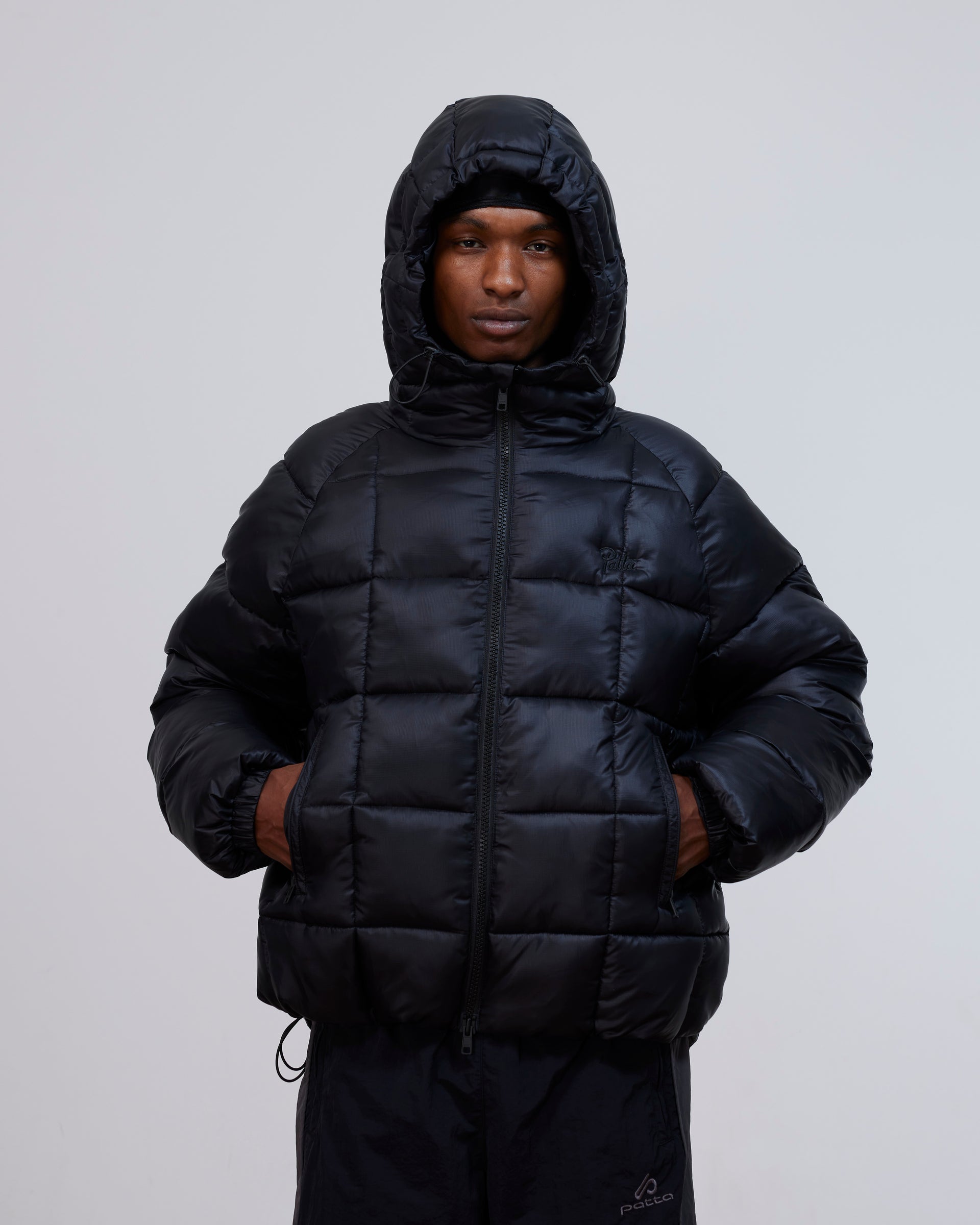 Patta Square Quilted Puffer Jacket (Black)