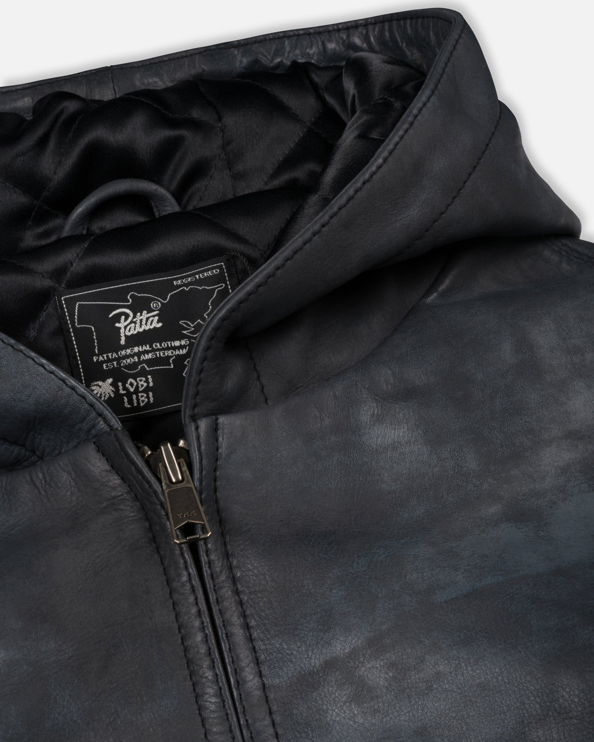 Patta Leather Hooded Bomber Jacket (Black)