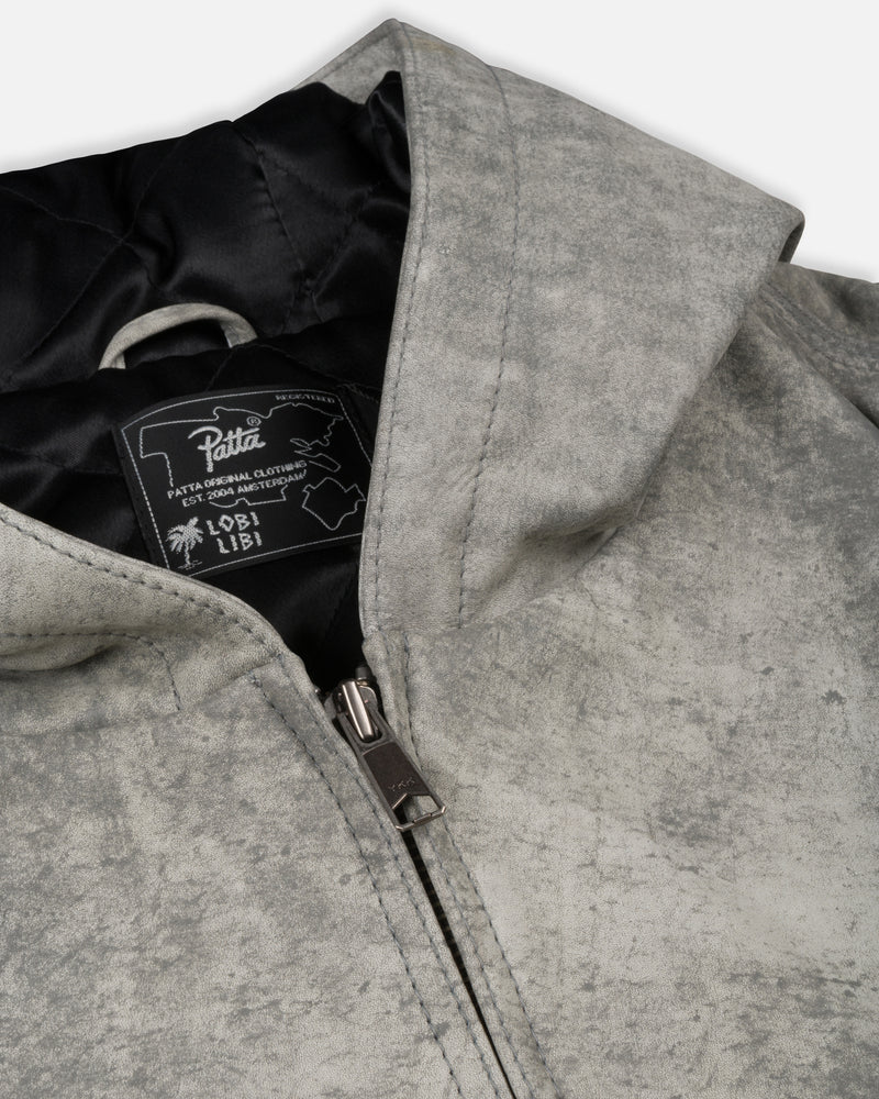 Patta Leather Hooded Bomber Jacket (Moonless Night)