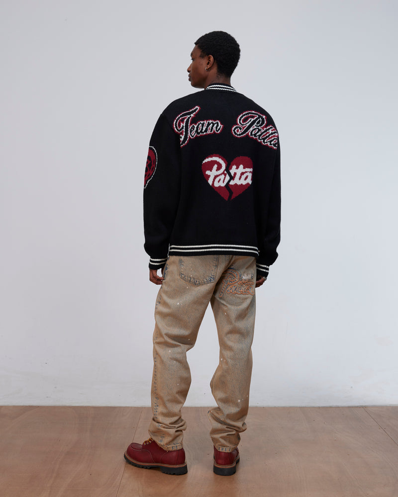Patta Varsity Knitted Cardigan (Black)