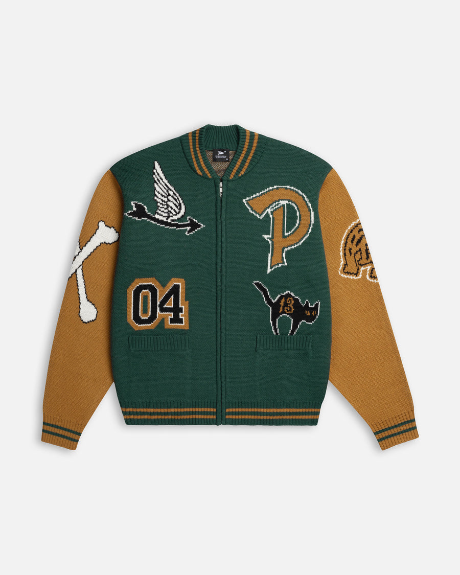 Patta Varsity Knitted Cardigan (Pine Grove)
