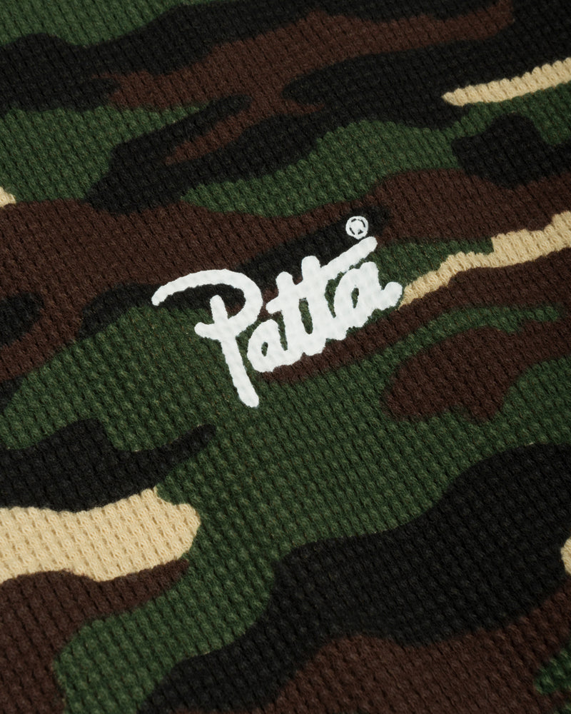 Patta Waffle Script Logo T-Shirt (Woodland Camo)