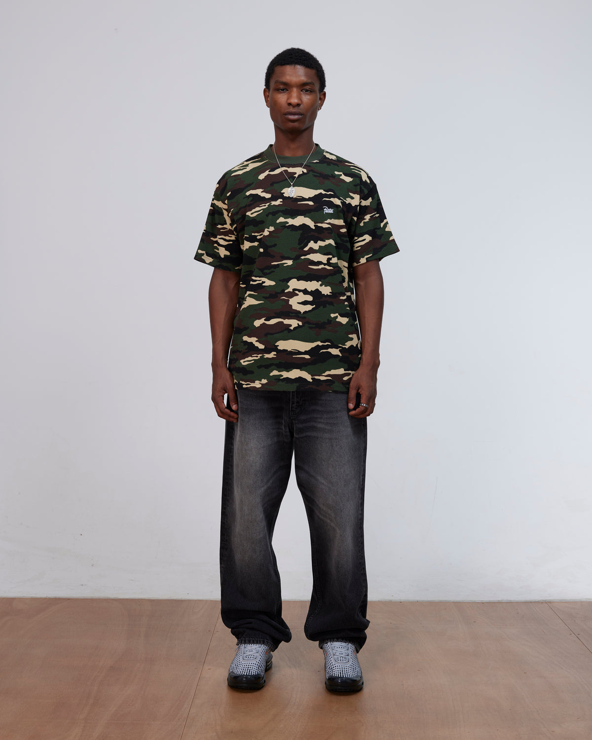 Patta Waffle Script Logo T-Shirt (Woodland Camo)