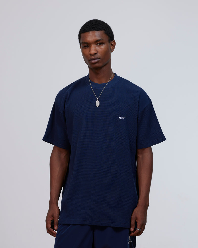 Patta Waffle Script Logo T-Shirt (Black Iris)