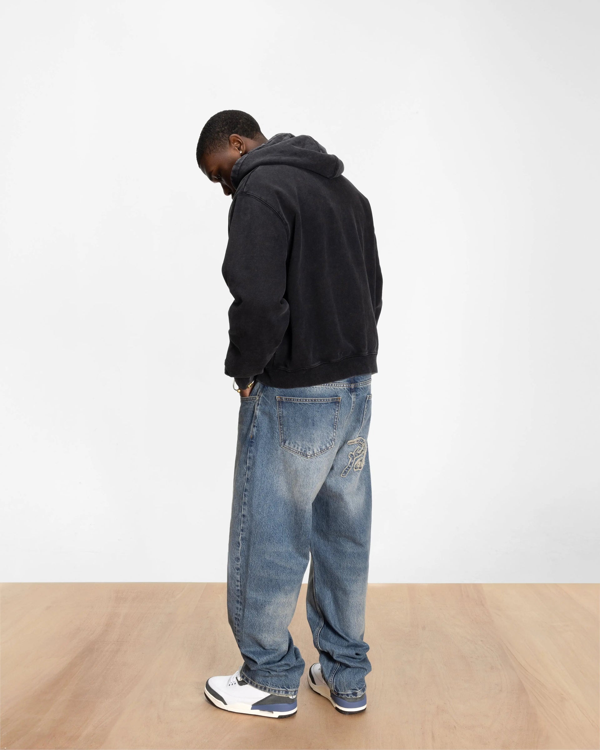 Patta Loopback Logo Zip Hooded Sweater (Moonless Night)