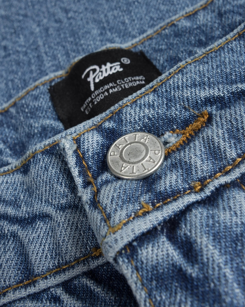 Patta Laserprint Whiskers Denim Pants (Light Blue Denim)